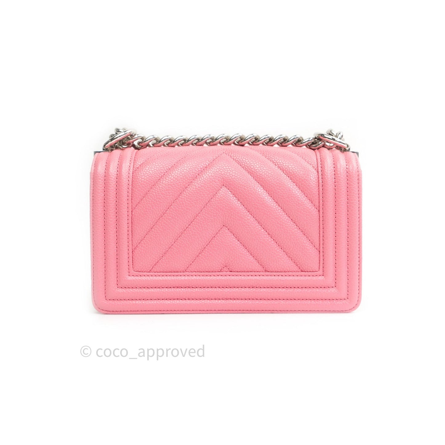 Chanel Small Boy Quilted Pink Caviar Silver Hardware