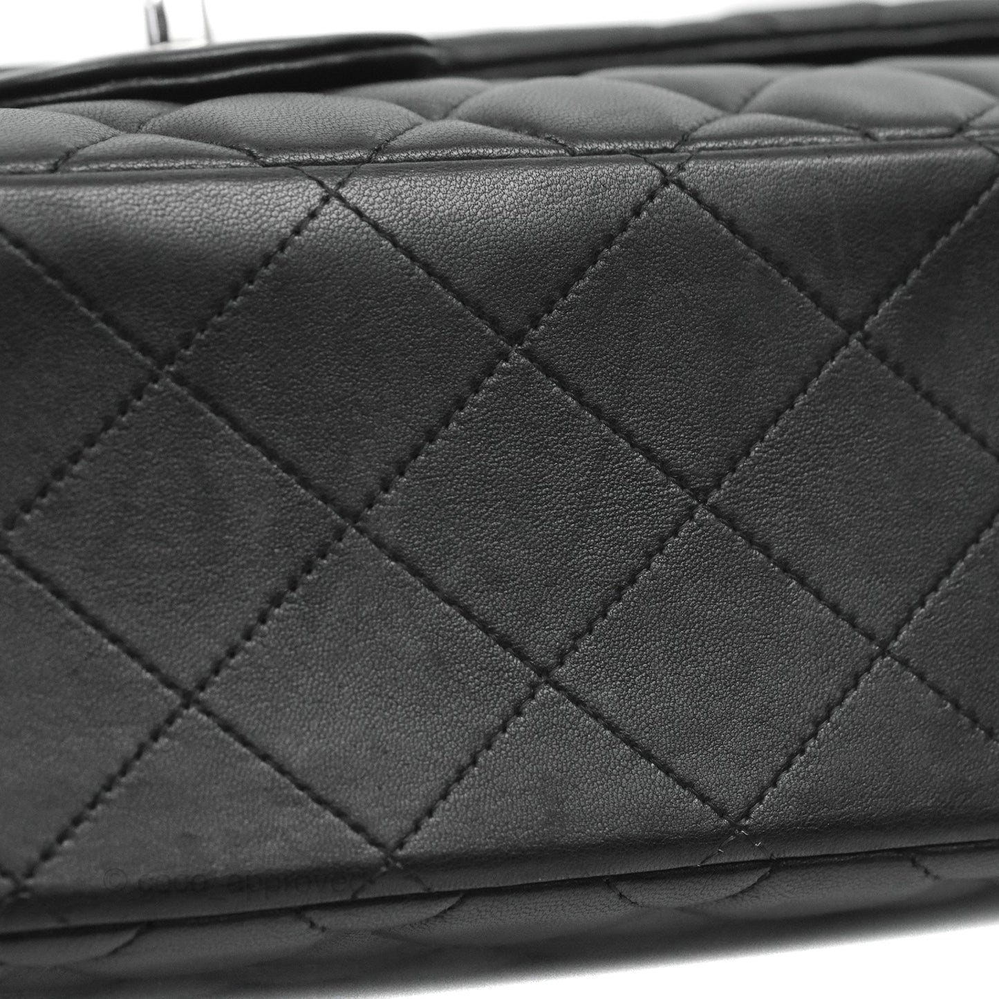Chanel Quilted Single Flap Maxi Flap Black Lambskin Silver Hardware
