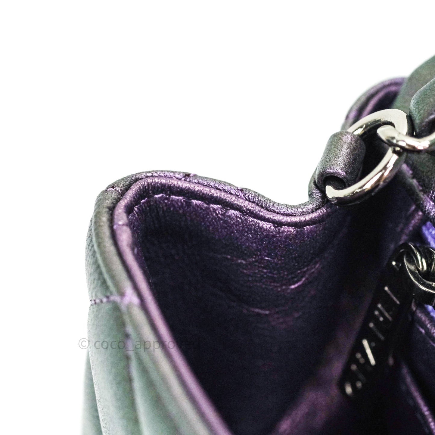 Chanel Quilted Mini Rectangular Iridescent Purple Dark Silver Hardware
