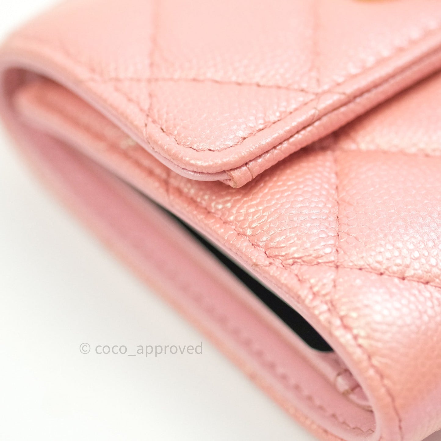 Chanel Classic Small Compact Wallet Iridescent Pink Large CC Hardware
