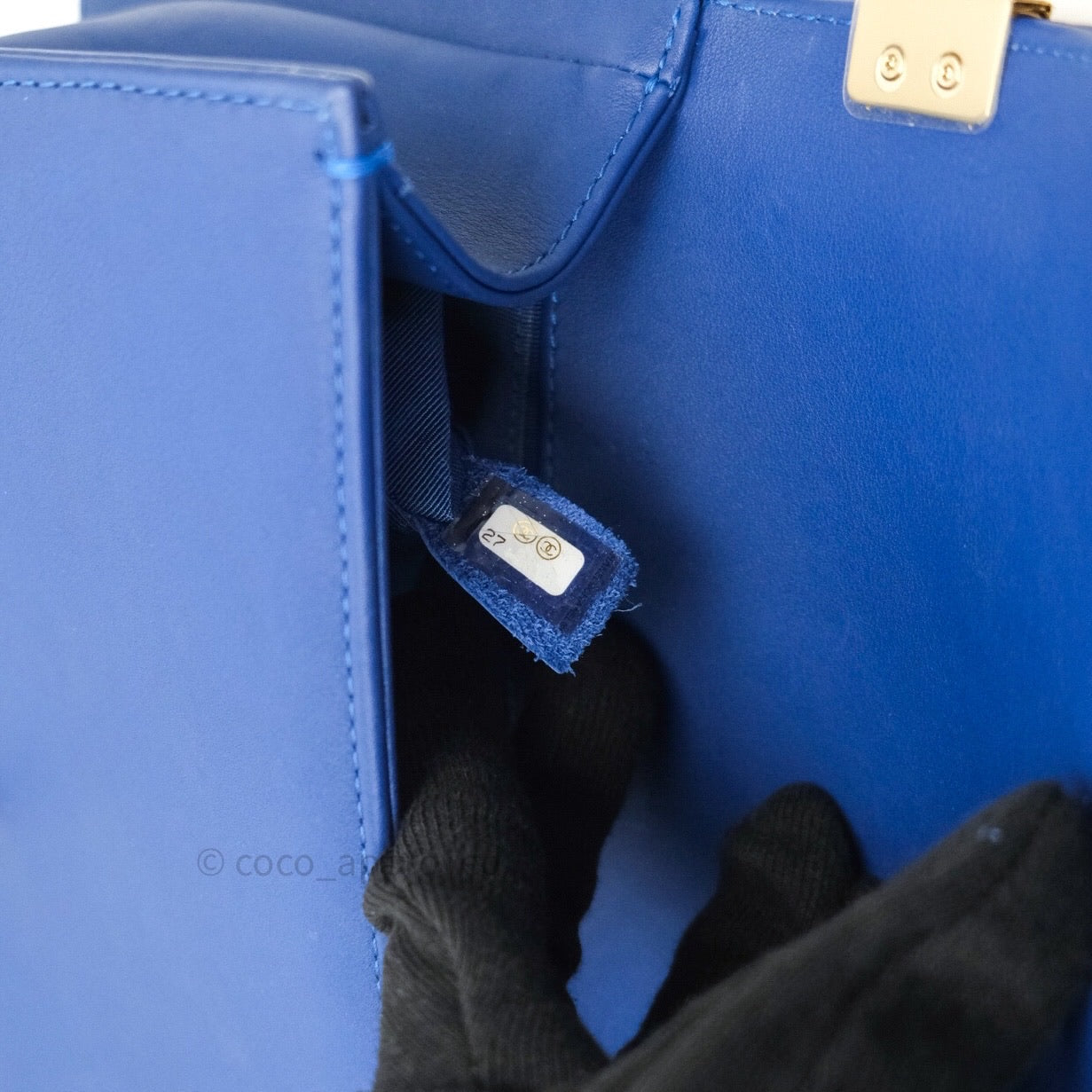 Chanel Boy Medium Straw Calfskin Navy Shiny Gold Hardware