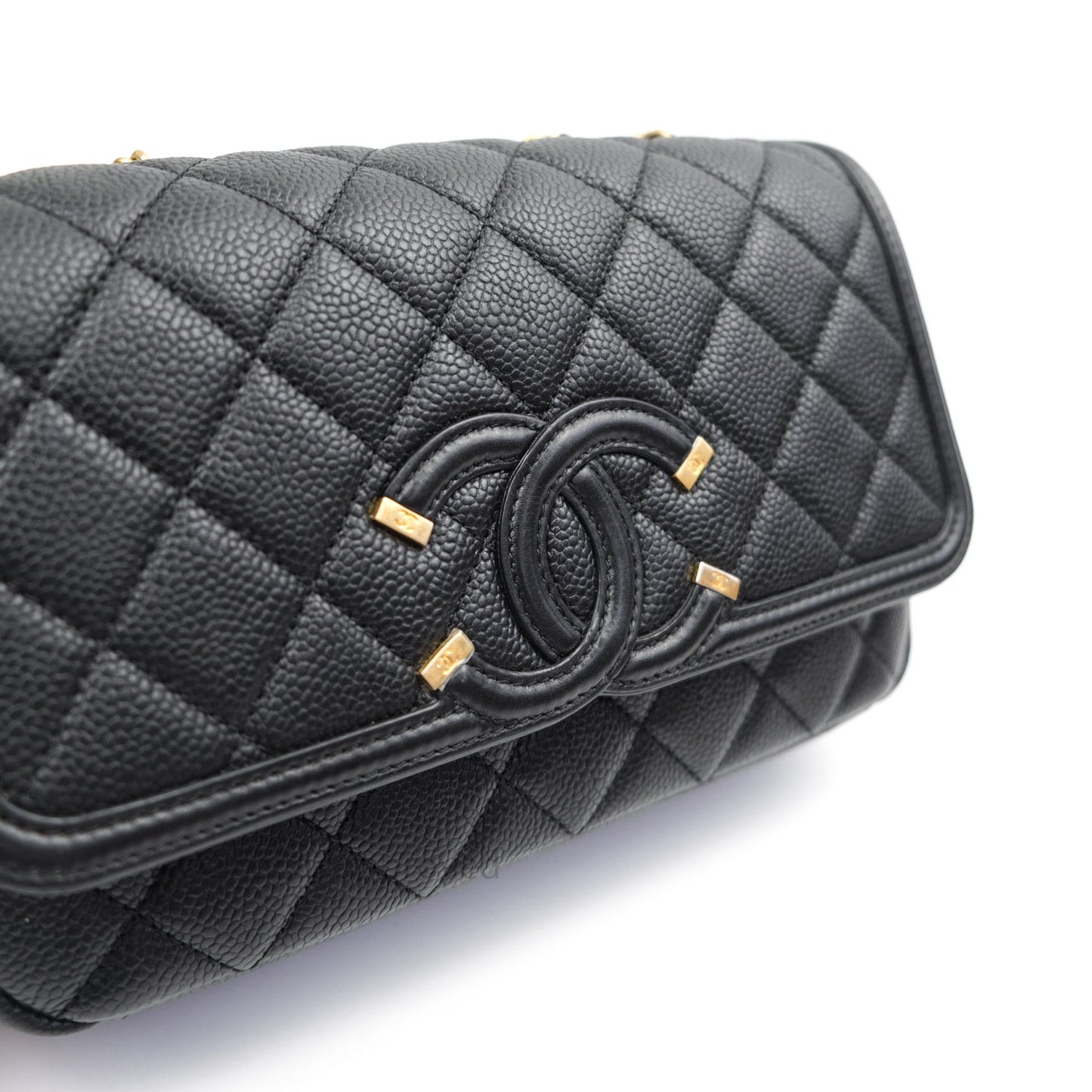 Chanel Quilted Small CC Filigree Flap Black Caviar