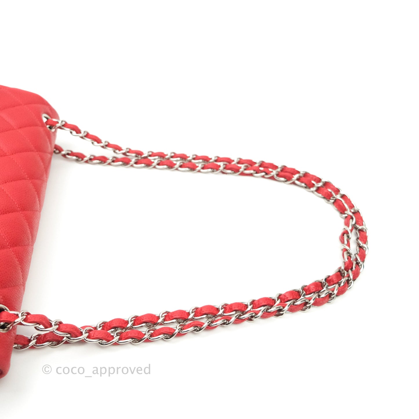 Chanel Classic Jumbo Double Flap Red Caviar Silver Hardware⁣⁣