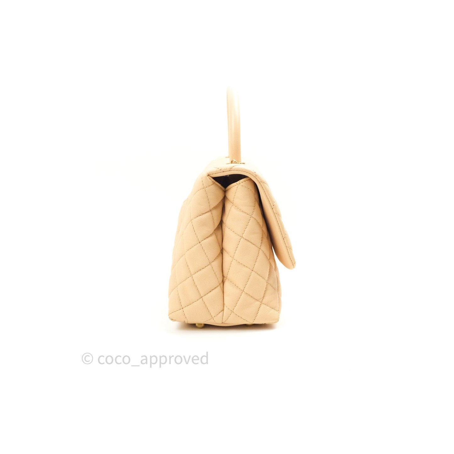 Chanel Small Coco Handle Quilted Beige Caviar Gold Hardware