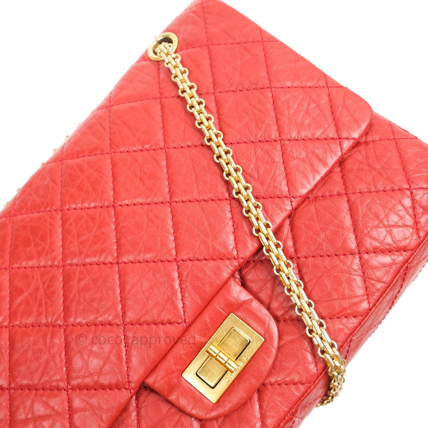 Chanel Reissue Quilted Aged Calfskin Coral Red Ruthenium Hardware 227