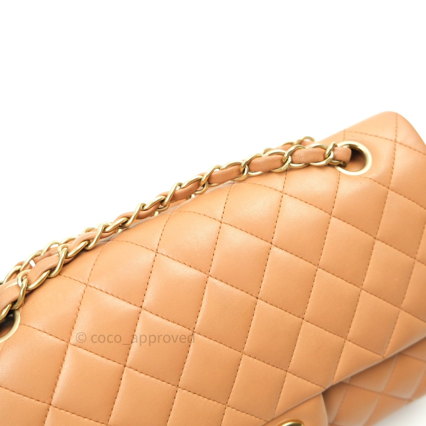 Chanel Classic M/L Beige Lambskin Gold Hardware