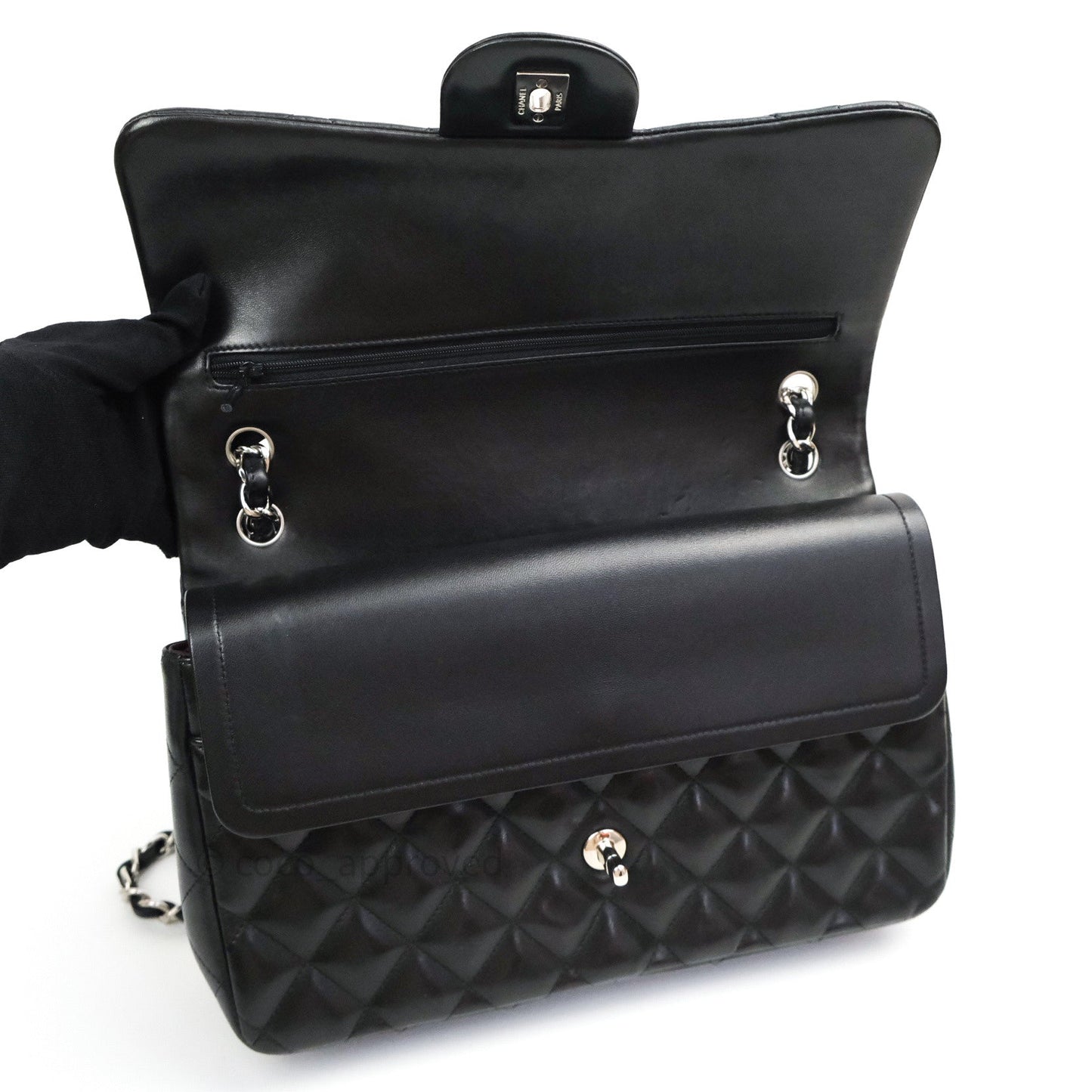 Chanel Jumbo Double Flap Black Lambskin Silver Hardware⁣⁣