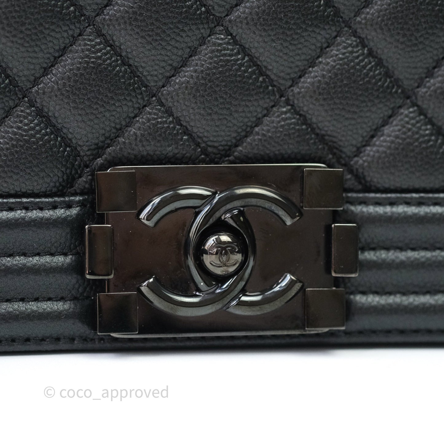 Chanel Quilted Medium Caviar Boy Flap So Black Hardware