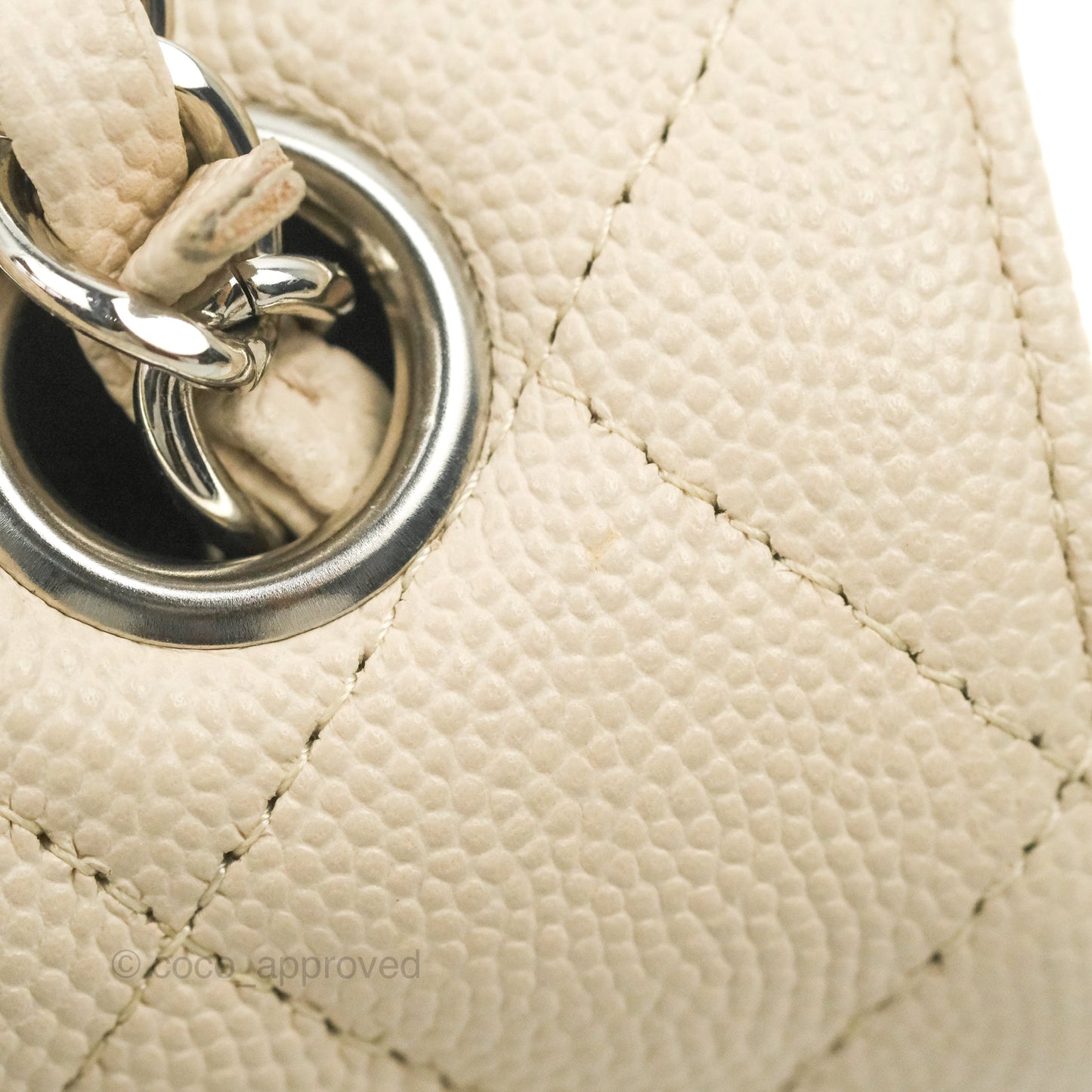 Chanel Quilted Mini Rectangular Ivory Caviar Silver Hardware