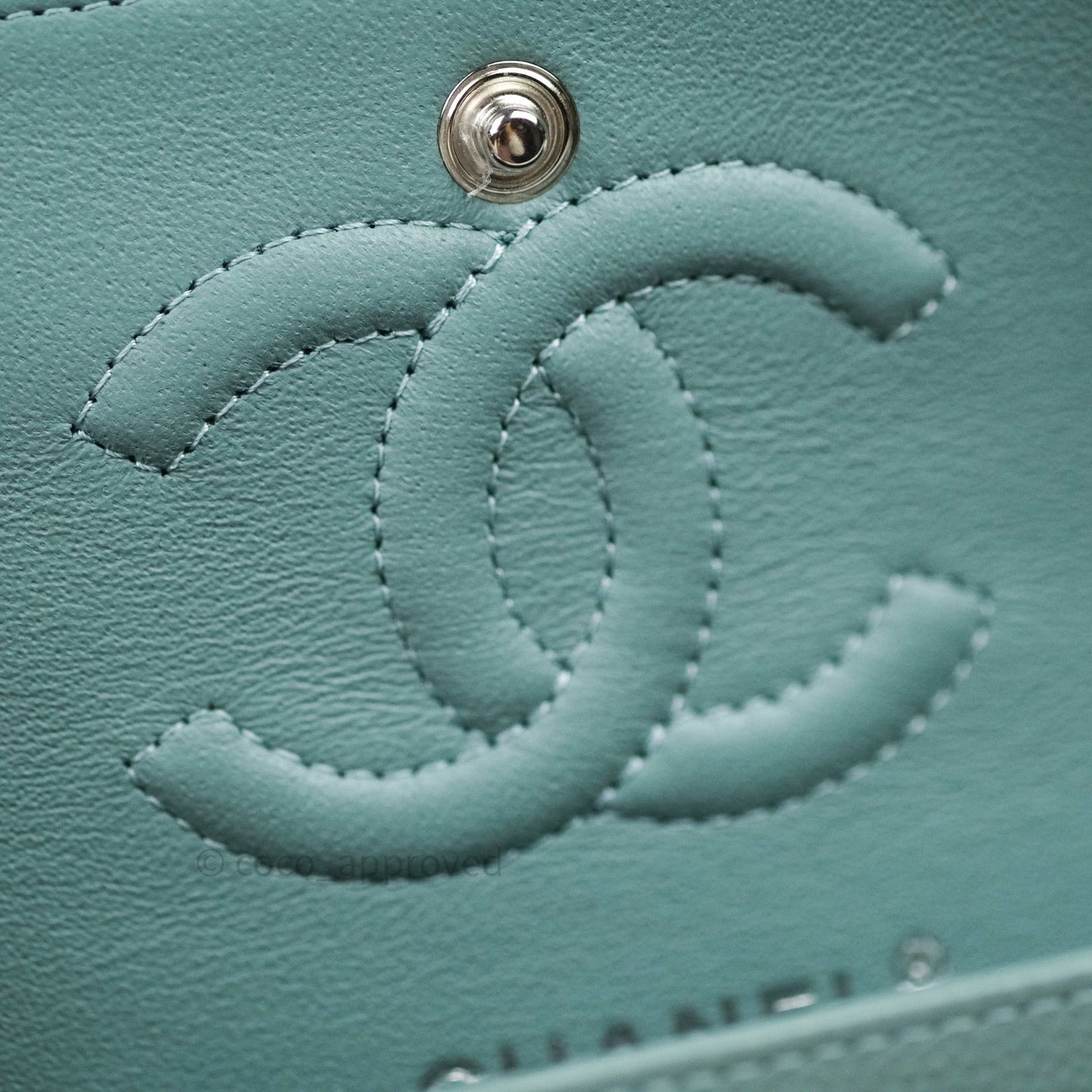 Chanel Classic Small S/M Flap Light Blue Caviar Silver Hardware 20B