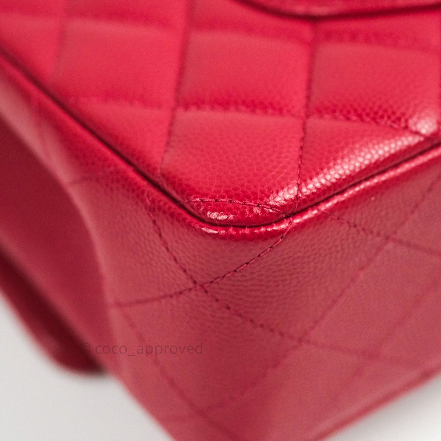 Chanel Classic M/L Medium Double Flap Bag Red Caviar Silver Hardware 18B