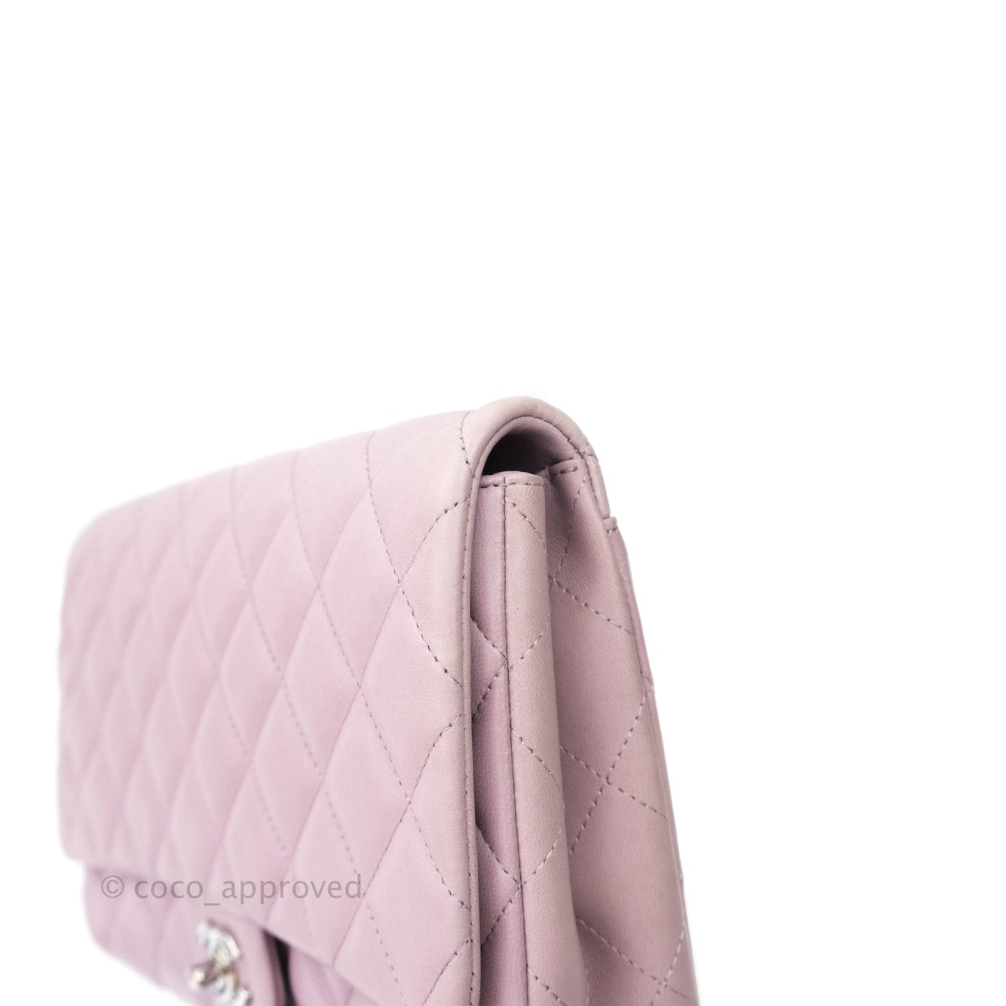 Chanel Quilted Clutch with Chain Lilac Pink Lambskin Silver Hardware