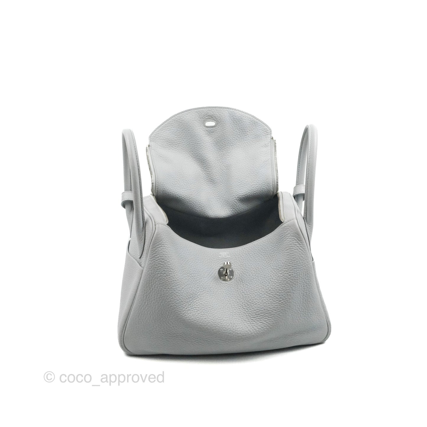 Hermès Lindy 30 Bleu Pale Clemence Palladium Hardware