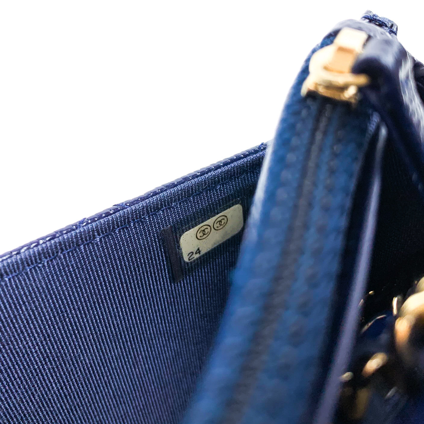 Chanel Quilted Wallet on Chain WOC Navy Caviar Gold Hardware