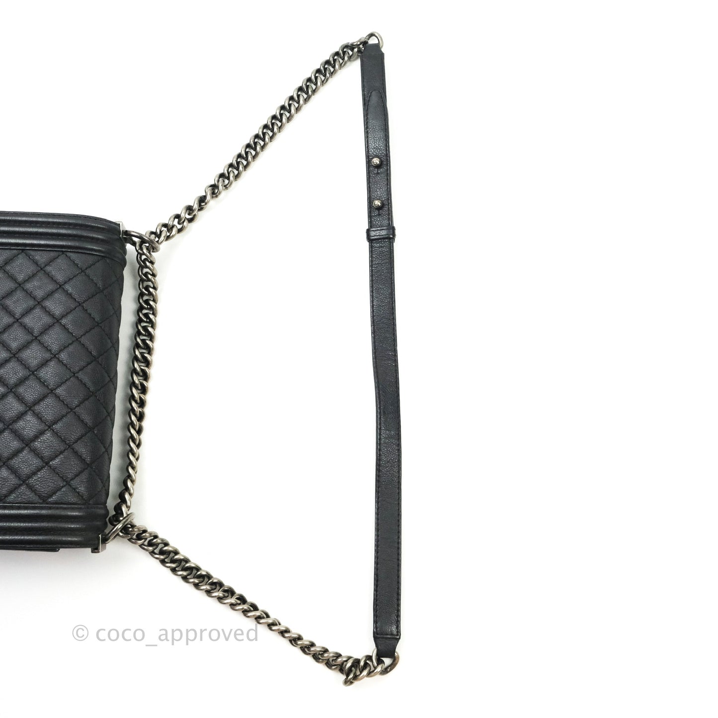 Chanel Boy Quilted Medium Black Grained Calfskin Ruthenium Hardware