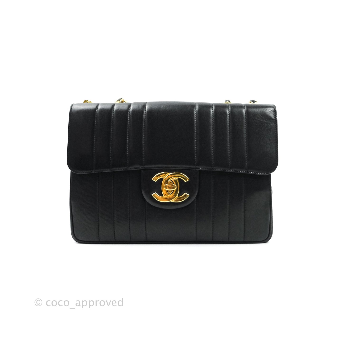 Chanel Vintage CC Chain Flap Bag Vertical Quilt Lambskin Maxi Gold Hardware