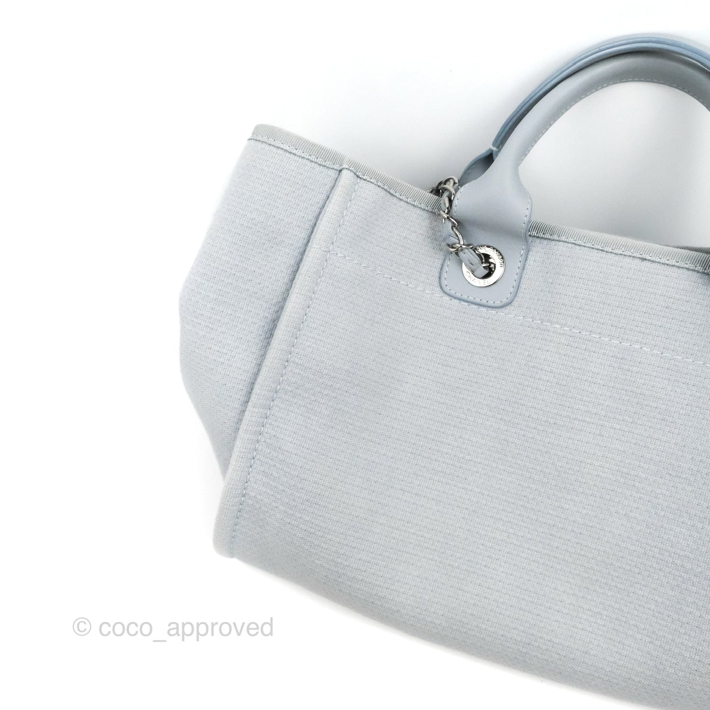 Chanel New Small Deauville Tote Light Blue Silver Hardware
