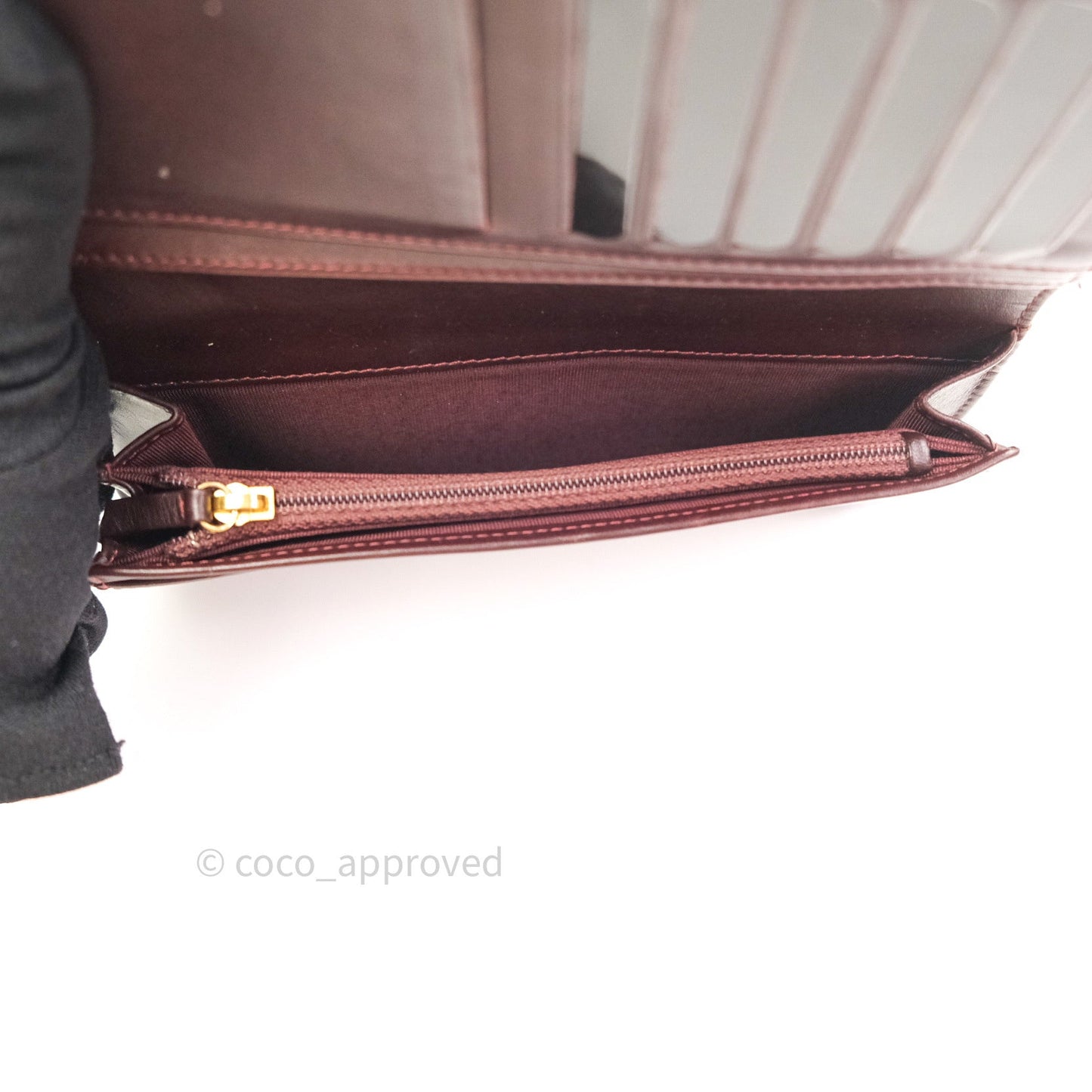 Chanel Quilted Yen Wallet Black Caviar Gold Hardware