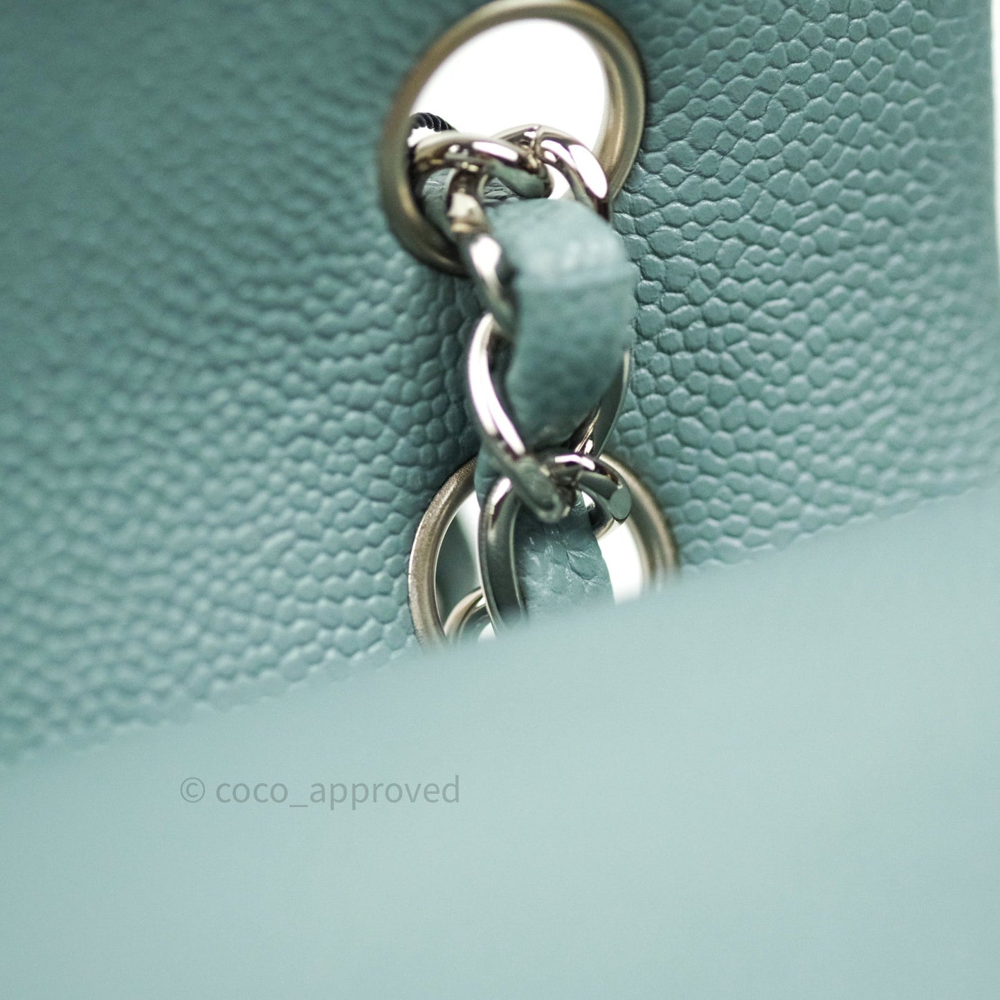 Chanel Classic Small S/M Flap Light Blue Caviar Silver Hardware 20B