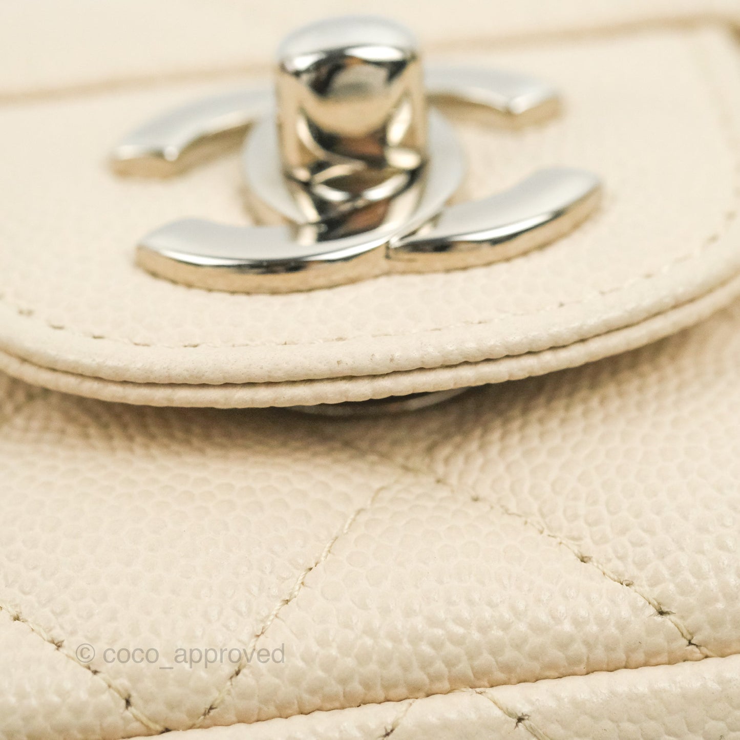 Chanel Quilted Mini Rectangular Ivory Caviar Silver Hardware