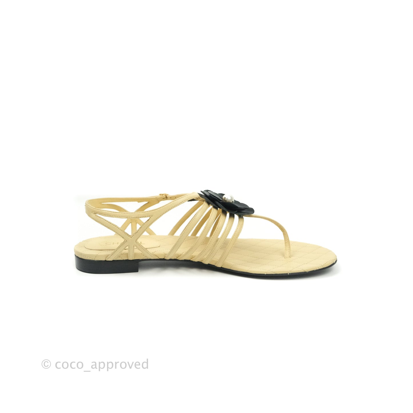 Chanel Sandal Beige Camellia 39 1/2