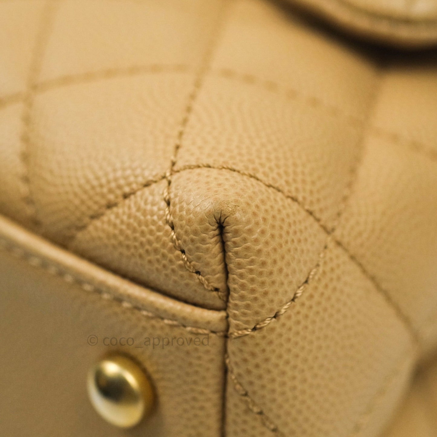 Chanel Mini Coco Handle Quilted Beige Caviar Gold Hardware Lizard Embossed Handle