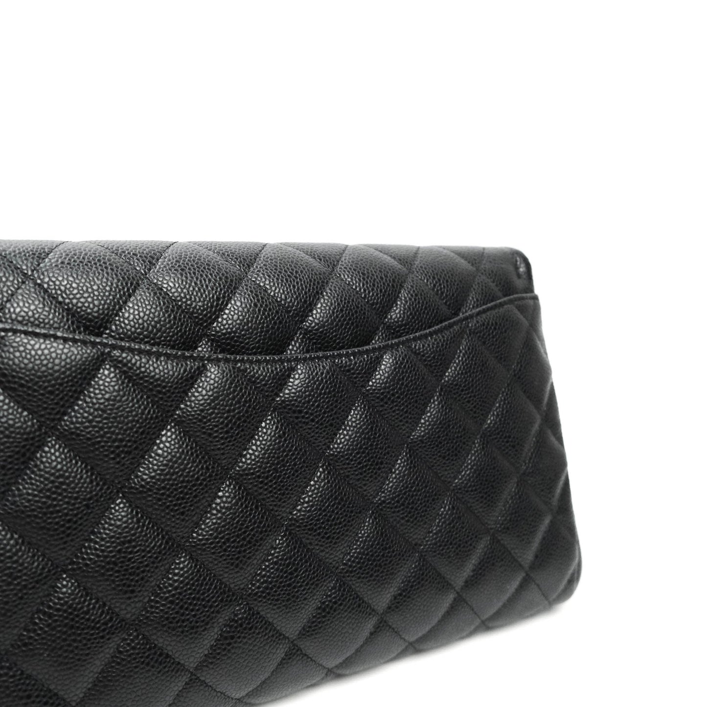 Chanel Quilted Clutch with Chain Black Caviar Silver Hardware