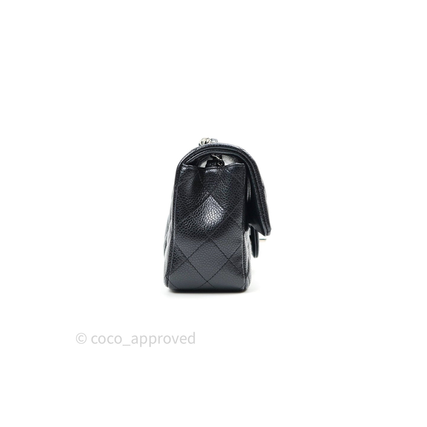 Chanel Quilted Mini Rectangular Black Caviar Silver Hardware 14B