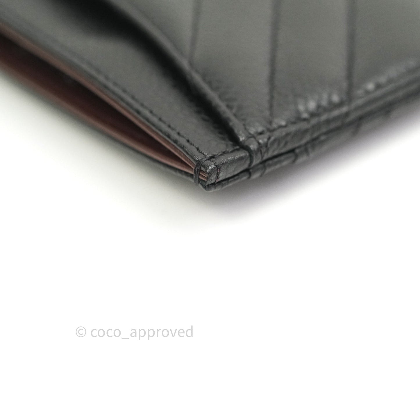Chanel Classic Chevron Black Caviar Silver Hardware Flat Card Holder
