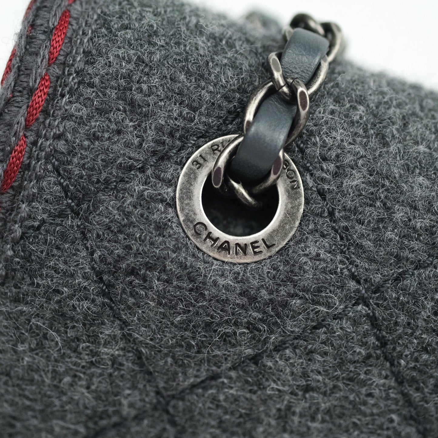 Chanel Jumbo Wool Flap Bag with Braid And Edelweiss in Grey