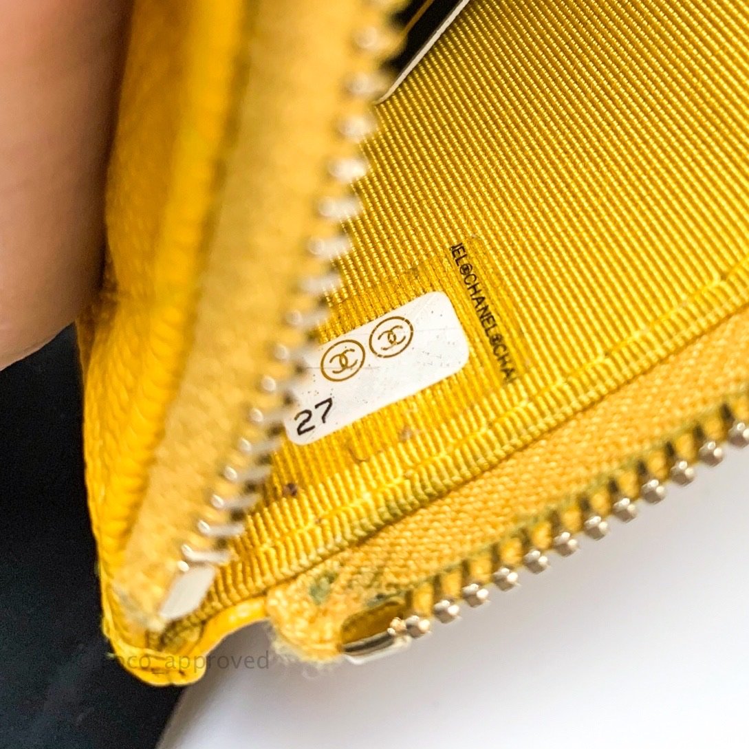 Chanel O Case Phone Case Pouch Card Holder Yellow Caviar Gold Hardware