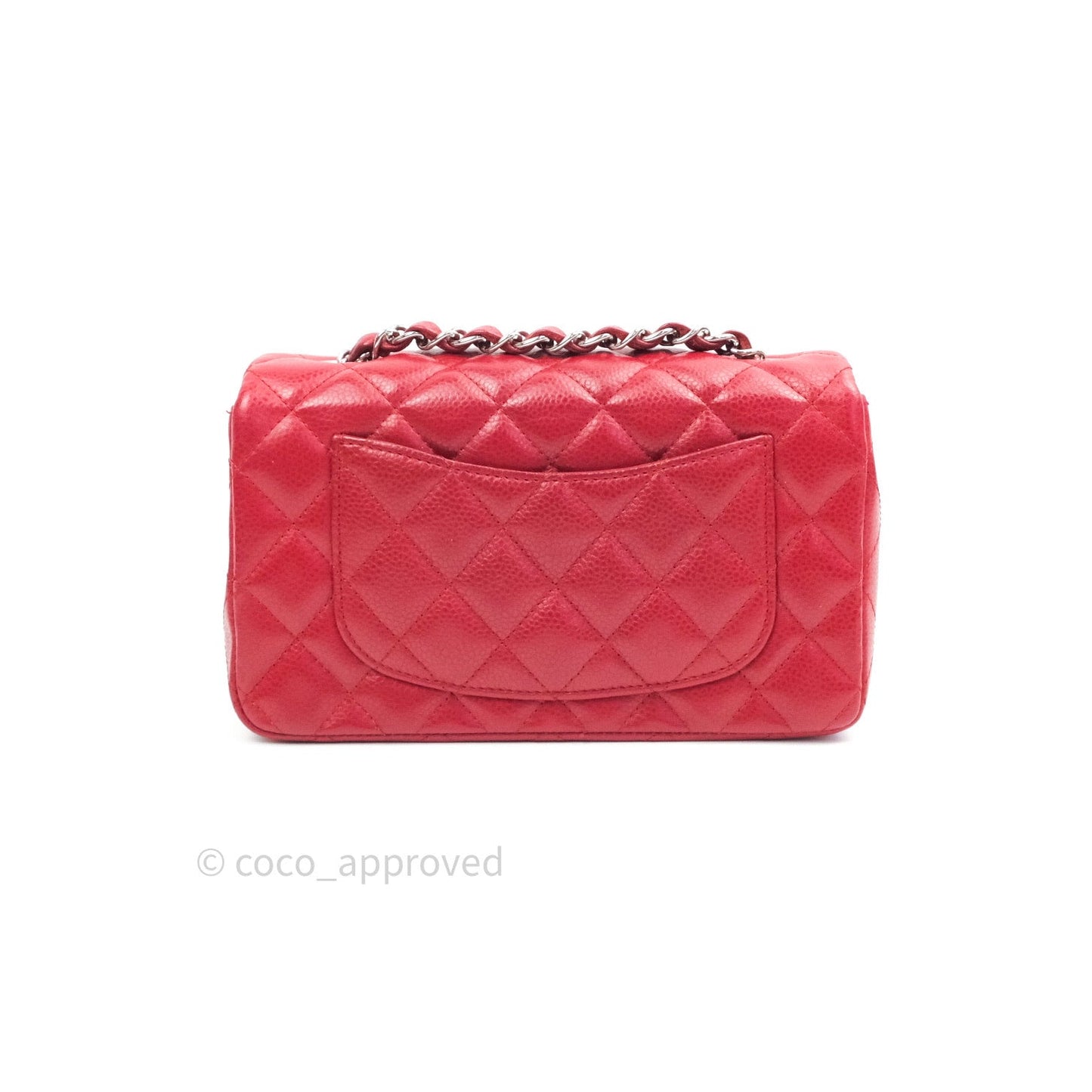 Chanel Quilted Mini Rectangular Red Caviar Silver Hardware