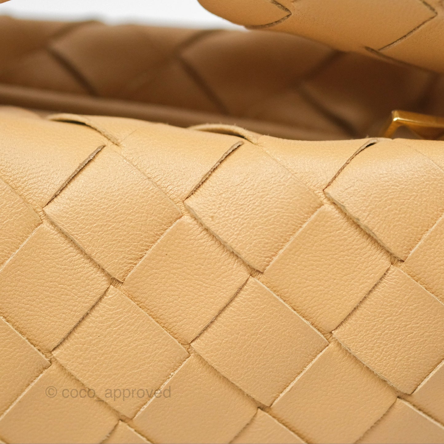 Bottega Veneta Mini Jodie Clutch Bag Intrecciato Almond Lambskin Gold Hardware