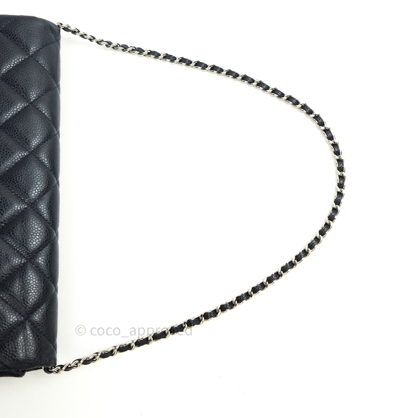 Chanel Quilted Clutch with Chain Dark Navy Caviar Silver Hardware