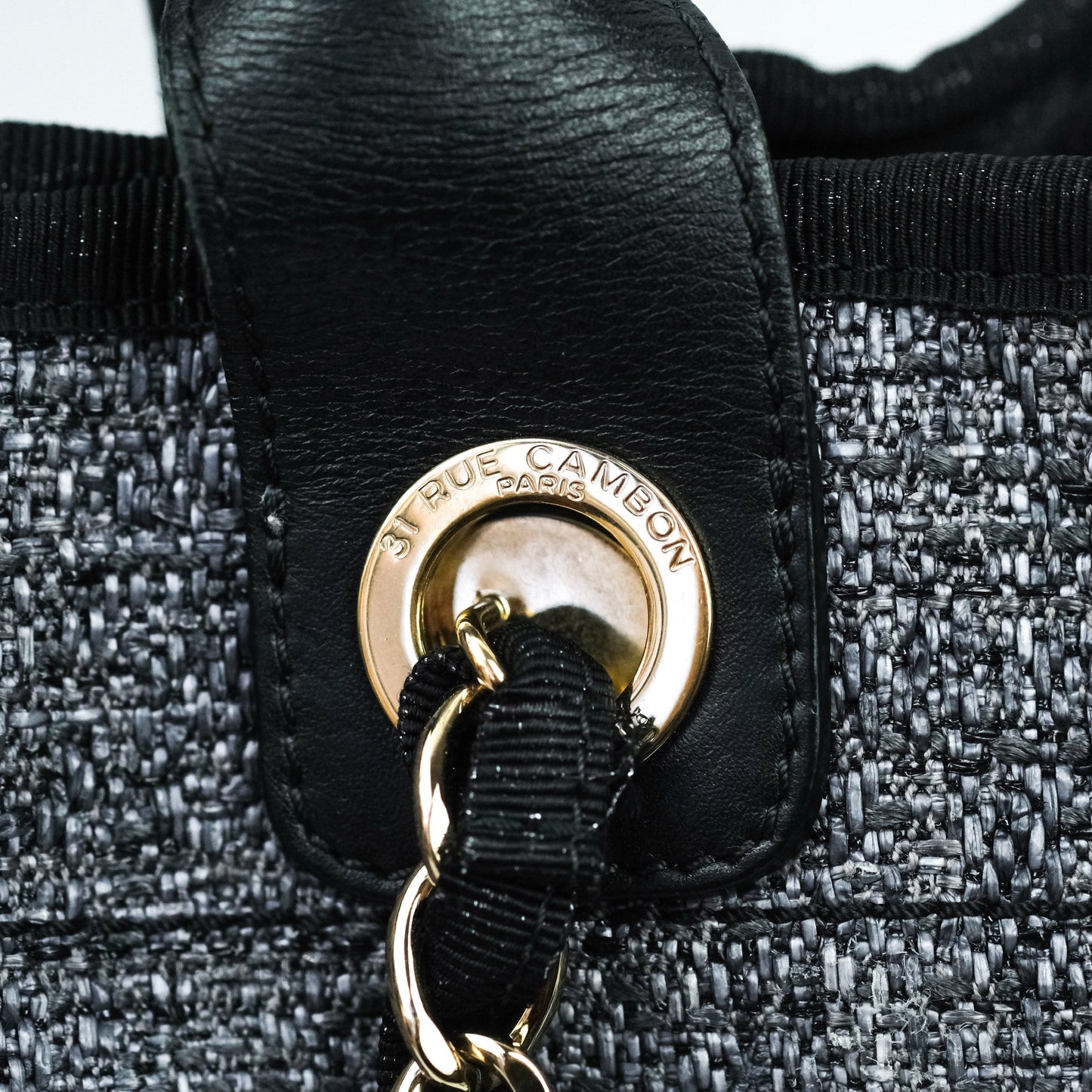 Chanel Large Deauville Charcoal Grey Canvas