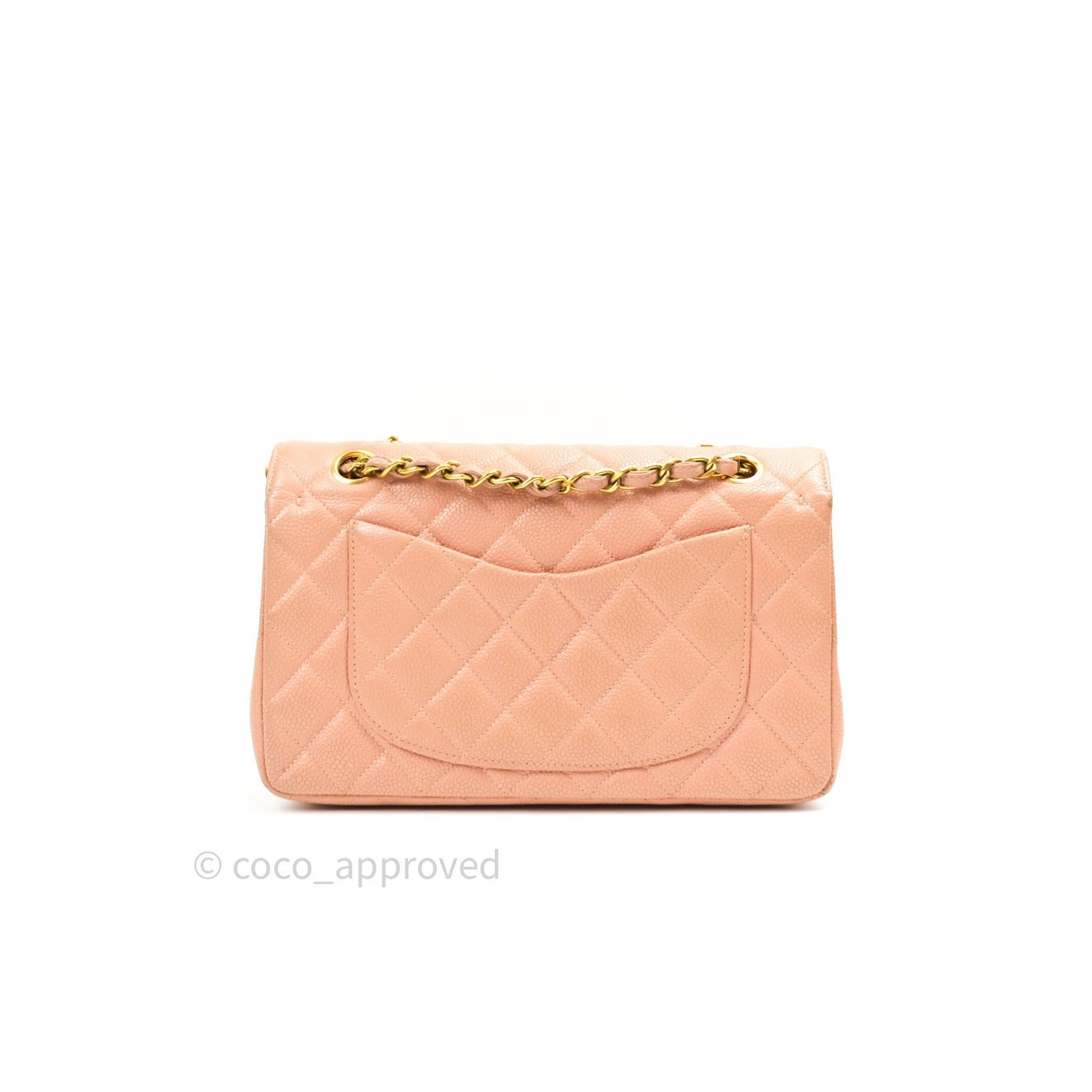 Chanel Vintage Classic Double Flap S/M Small Peach Beige 24K Gold Hardware
