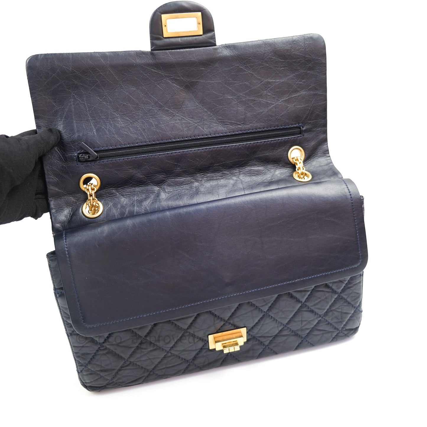 Chanel Reissue Quilted Aged Calfskin Dark Navy Gold Hardware 227