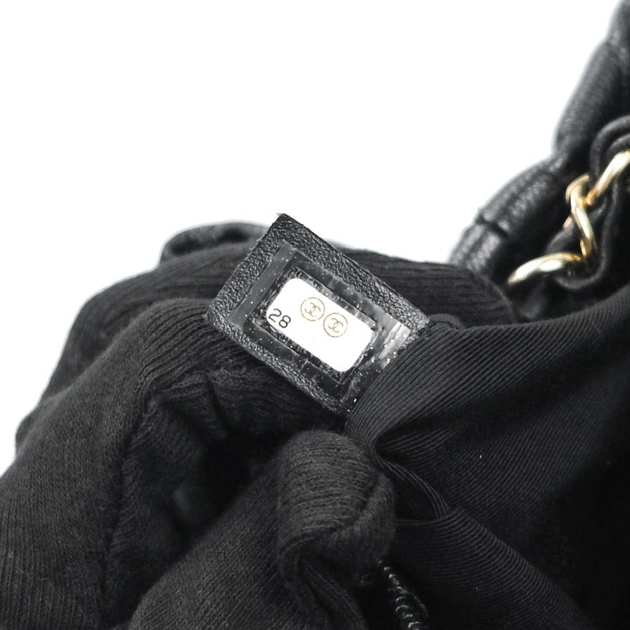 Chanel Caviar Quilted Rolled Up Bucket Drawstring Bag Black Gold Hardware
