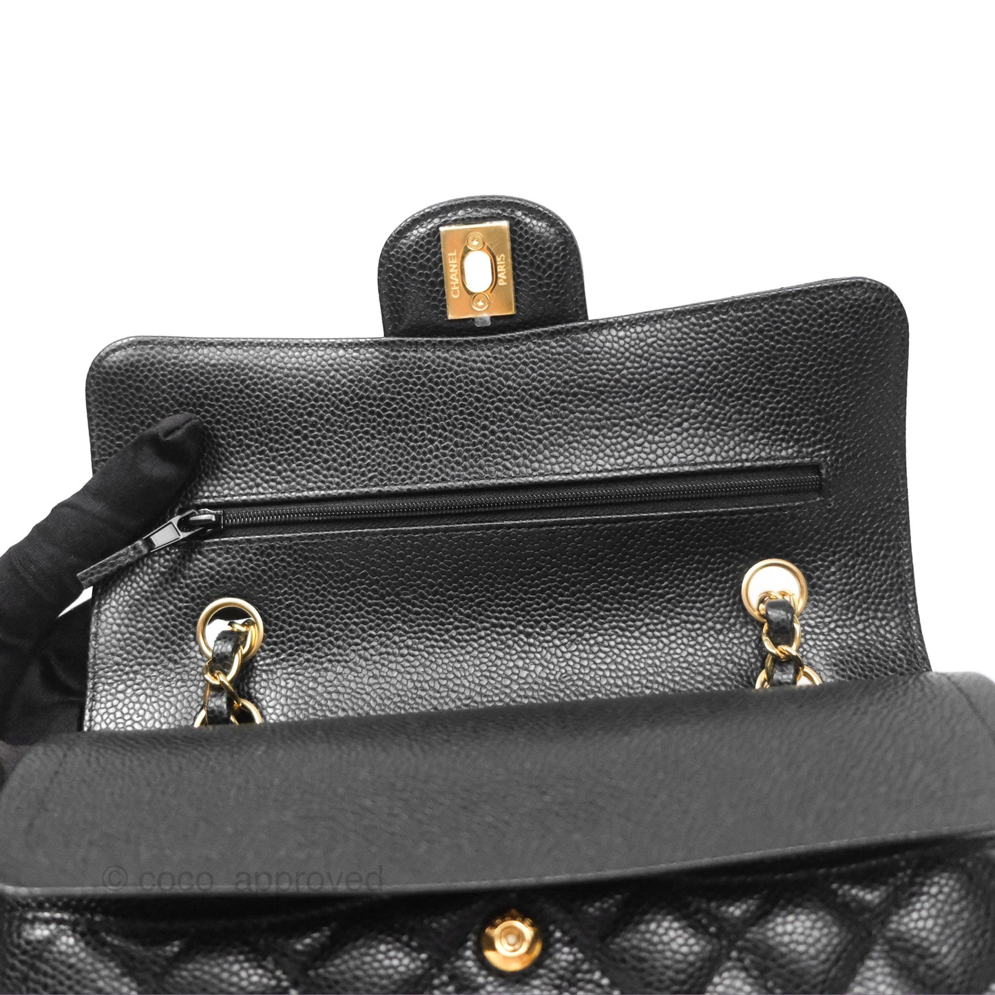 Chanel Small Classic Flap Quilted Black Caviar Gold Hardware