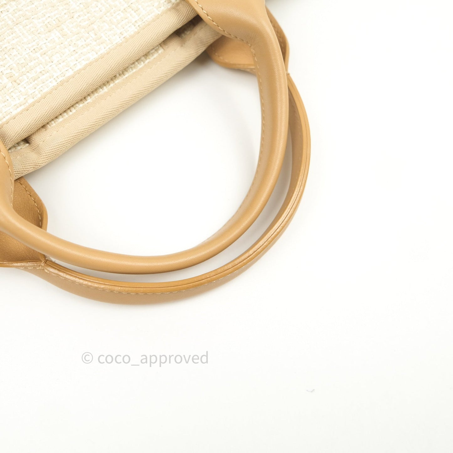 Chanel Canvas Large Deauville Tote Ivory Beige Nude Handles