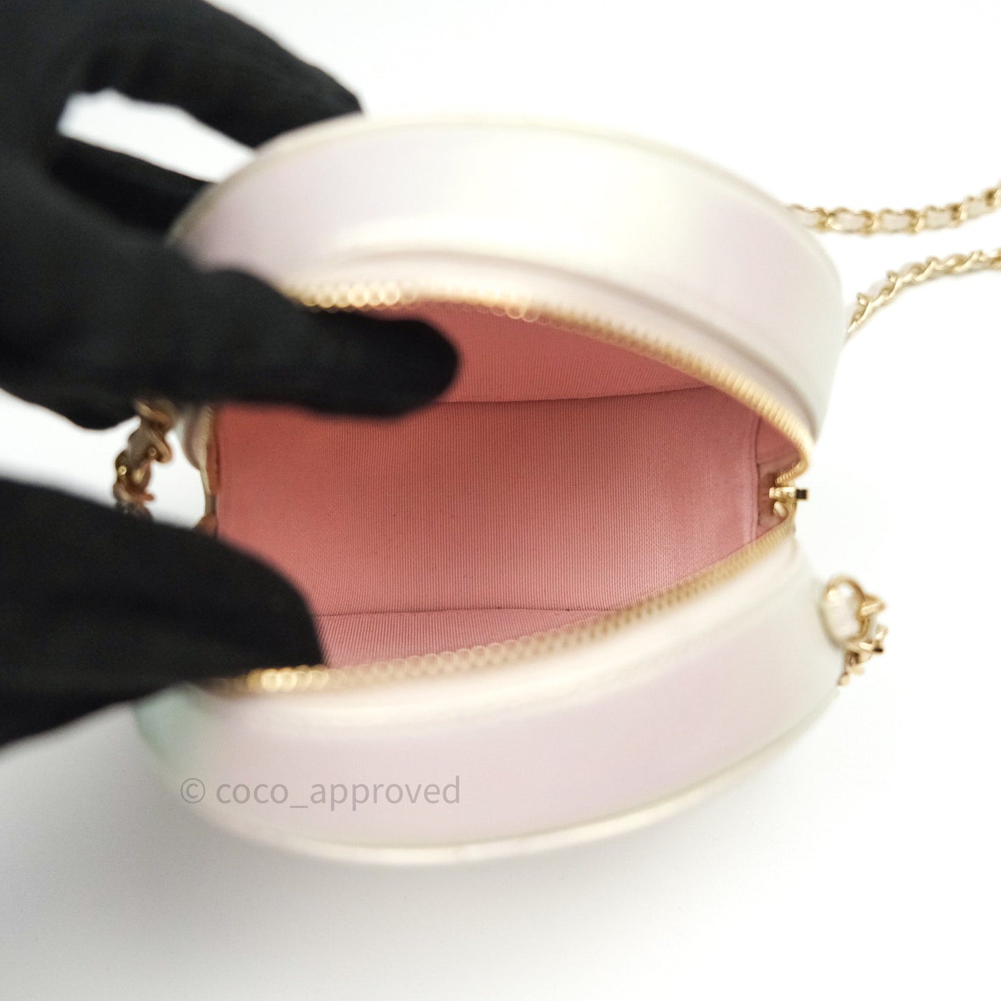Chanel Round Circle Bag Iridescent Ivory Gold Hardware