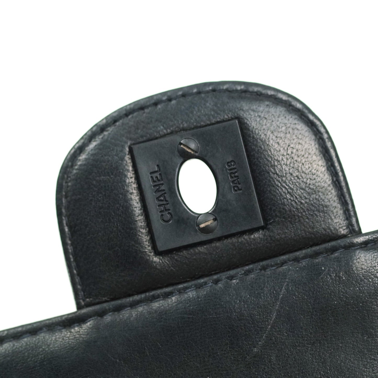 Chanel Denim So Black Camellia Clutch With Chain
