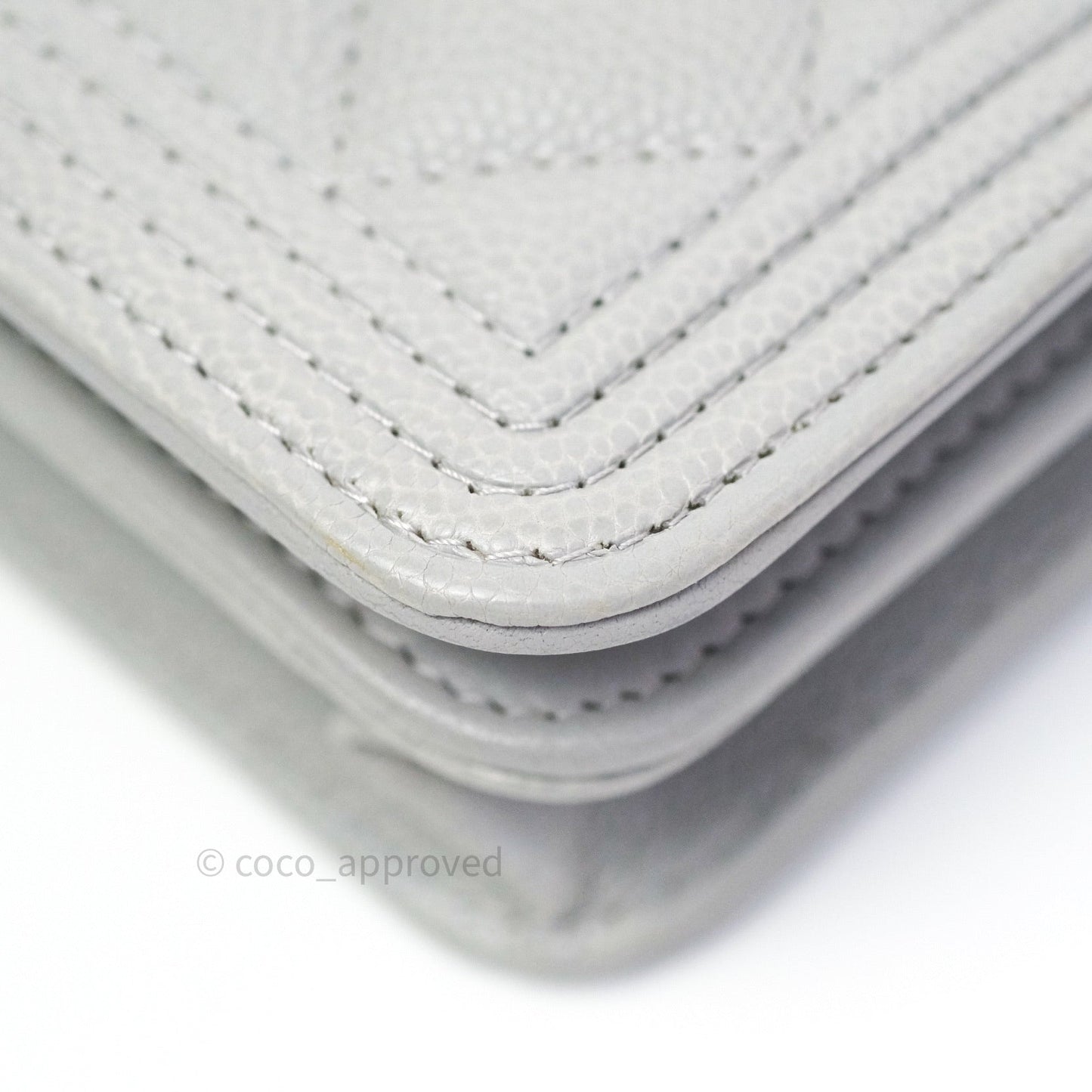 Chanel Quilted Boy Wallet on Chain WOC Grey Caviar Gold Hardware