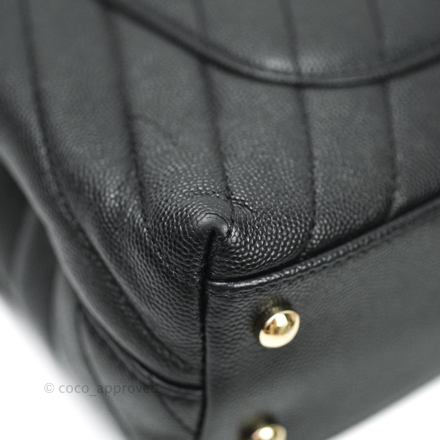 Chanel Mini Coco Handle Chevron Black Caviar Gold Hardware