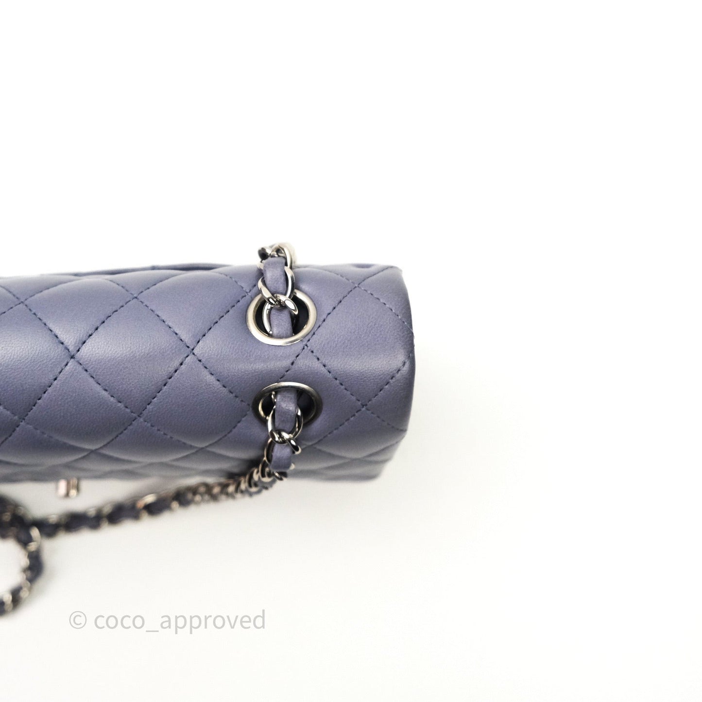 Chanel Classic M/L Medium Double Flap Lavender Blue Silver Hardware