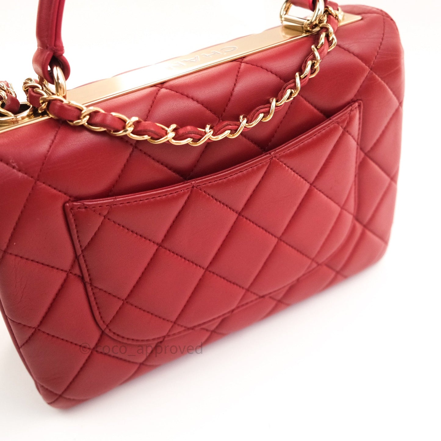 Chanel Quilted Small Trendy CC Flap Bag Red Lambskin Gold Hardware
