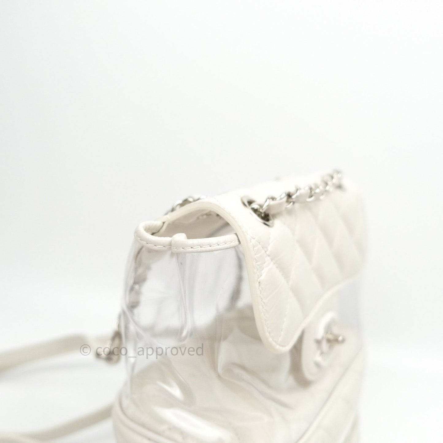 Chanel Crumpled Calfskin PVC Quilted Backpack White