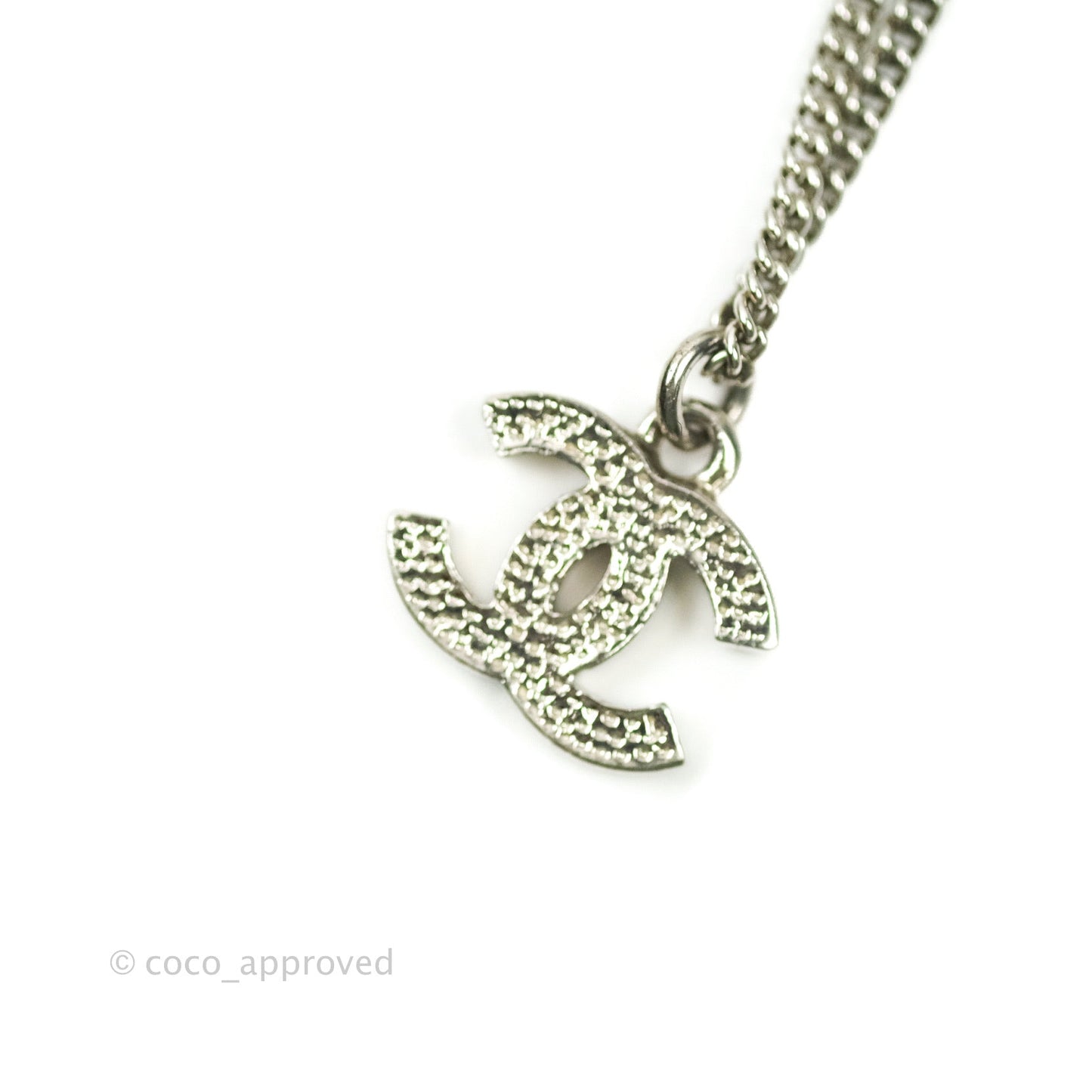 Chanel CC Necklace Silver Crystal