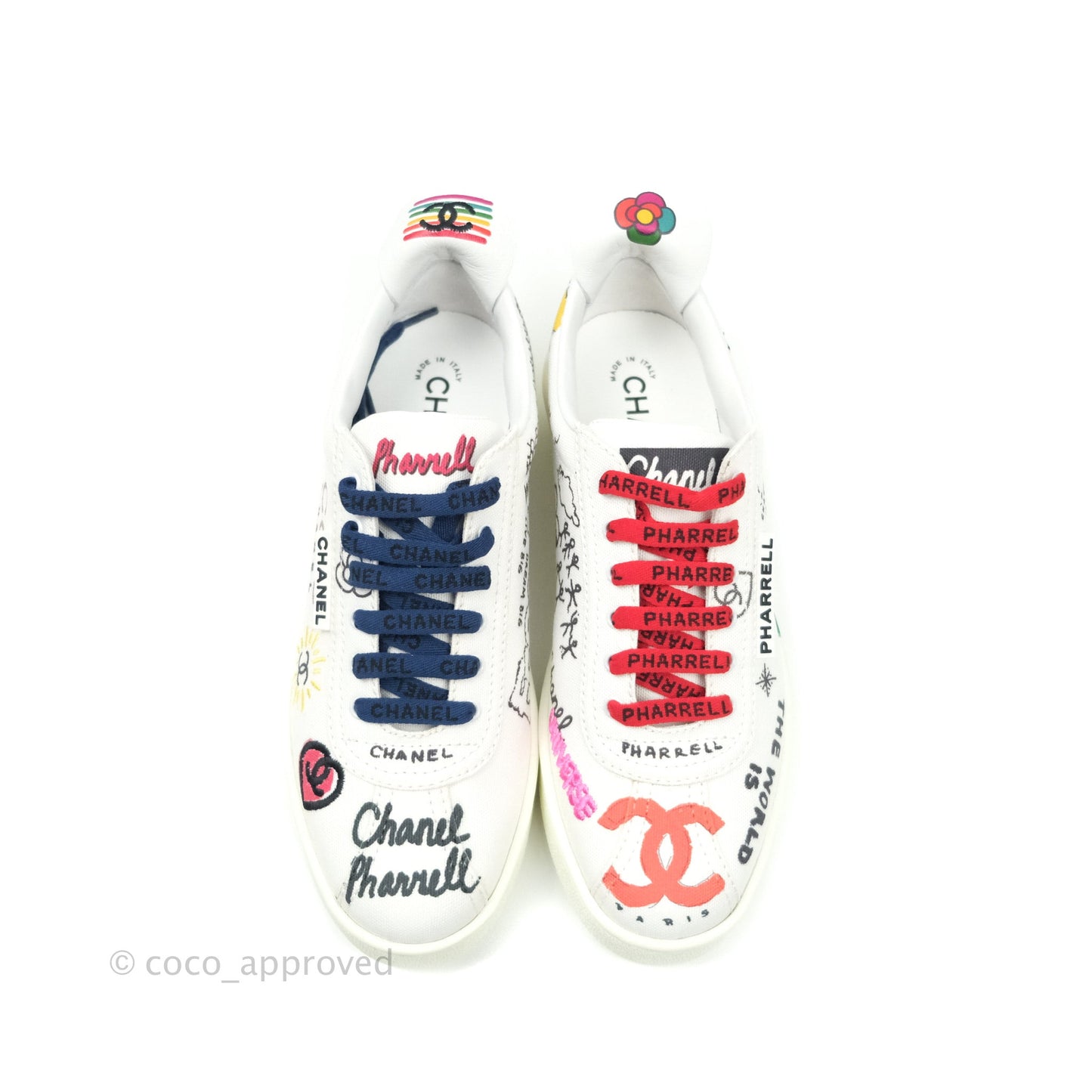 Chanel x Pharrell Williams Calfskin Womens Sneakers 38 White
