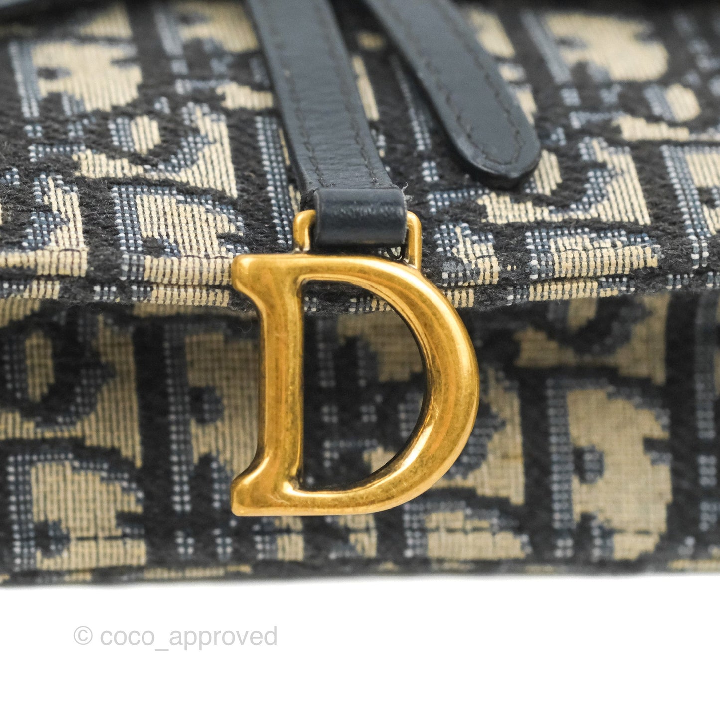 Christian Dior Saddle Chain Pouch Navy Oblique Jacquard